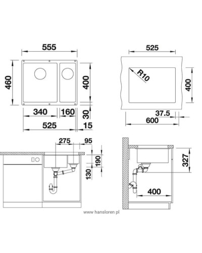 Кухонна мийка Blanco SUBLINE 340/160-U R (523567) кава