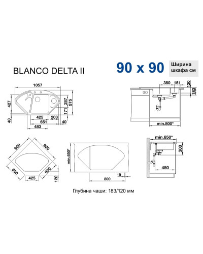 Кухонна мийка Blanco DELTA II (525867) чорний