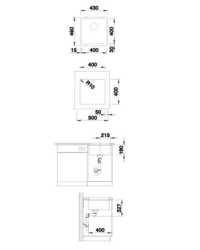 Кухонна мийка Blanco SUBLINE 400-U (525990) чорний