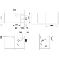Кухонна мийка Blanco AXIA III 6S-F (524670) темна скеля