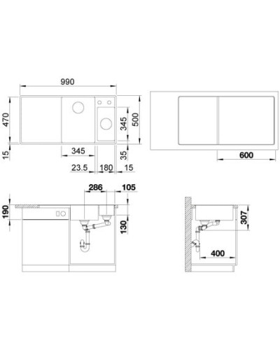 Кухонна мийка Blanco AXIA III 6S-F (524670) темна скеля