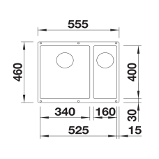 Кухонна мийка Blanco SUBLINE 340/160-U (527819) вулканічний сірий