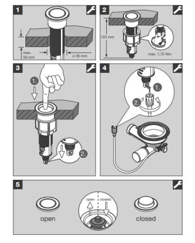 Кнопка клапана-автомата PushControl ІІІ 210670 нержавіюча сталь