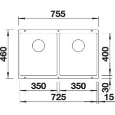 Кухонна мийка Blanco SUBLINE 350/350-U (523575) темна скеля
