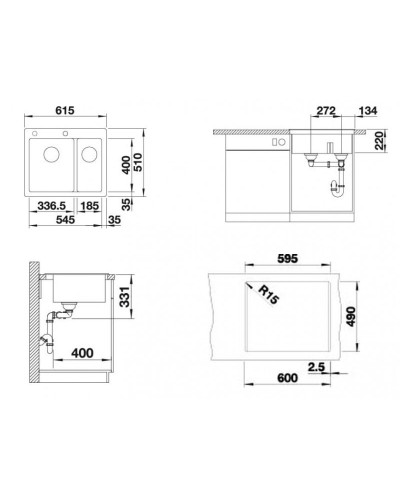 Кухонна мийка Blanco PLEON 6 Split (521690) темна скеля