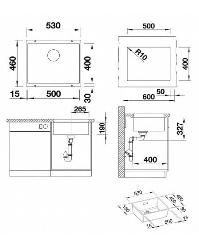 Кухонна мийка Blanco SUBLINE 500-U (523436) білий