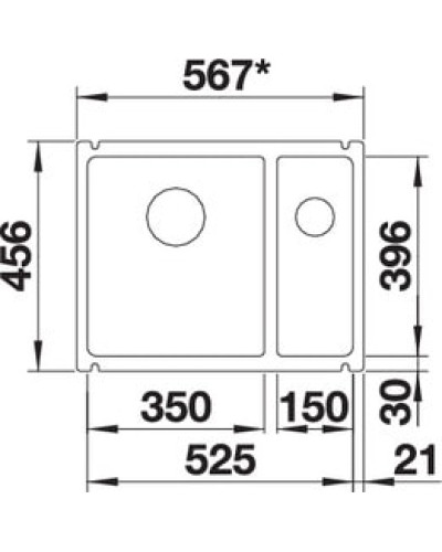 Кухонна мийка Blanco SUBLINE 350/150-U (523746) базальт