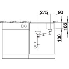 Кухонна мийка Blanco SUBLINE 350/150-U (523746) базальт