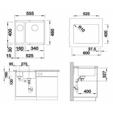 Кухонна мийка Blanco SUBLINE 340/160-U R (523558) антрацит