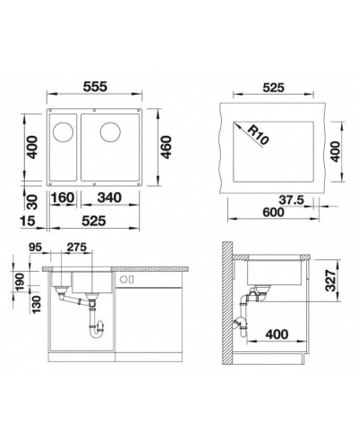 Кухонна мийка Blanco SUBLINE 340/160-U R (523558) антрацит