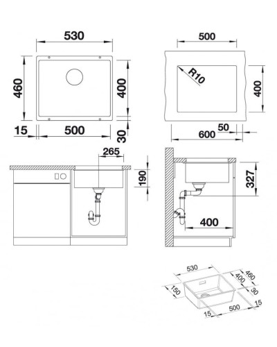 Кухонна мийка Blanco SUBLINE 500-U (523441) кава